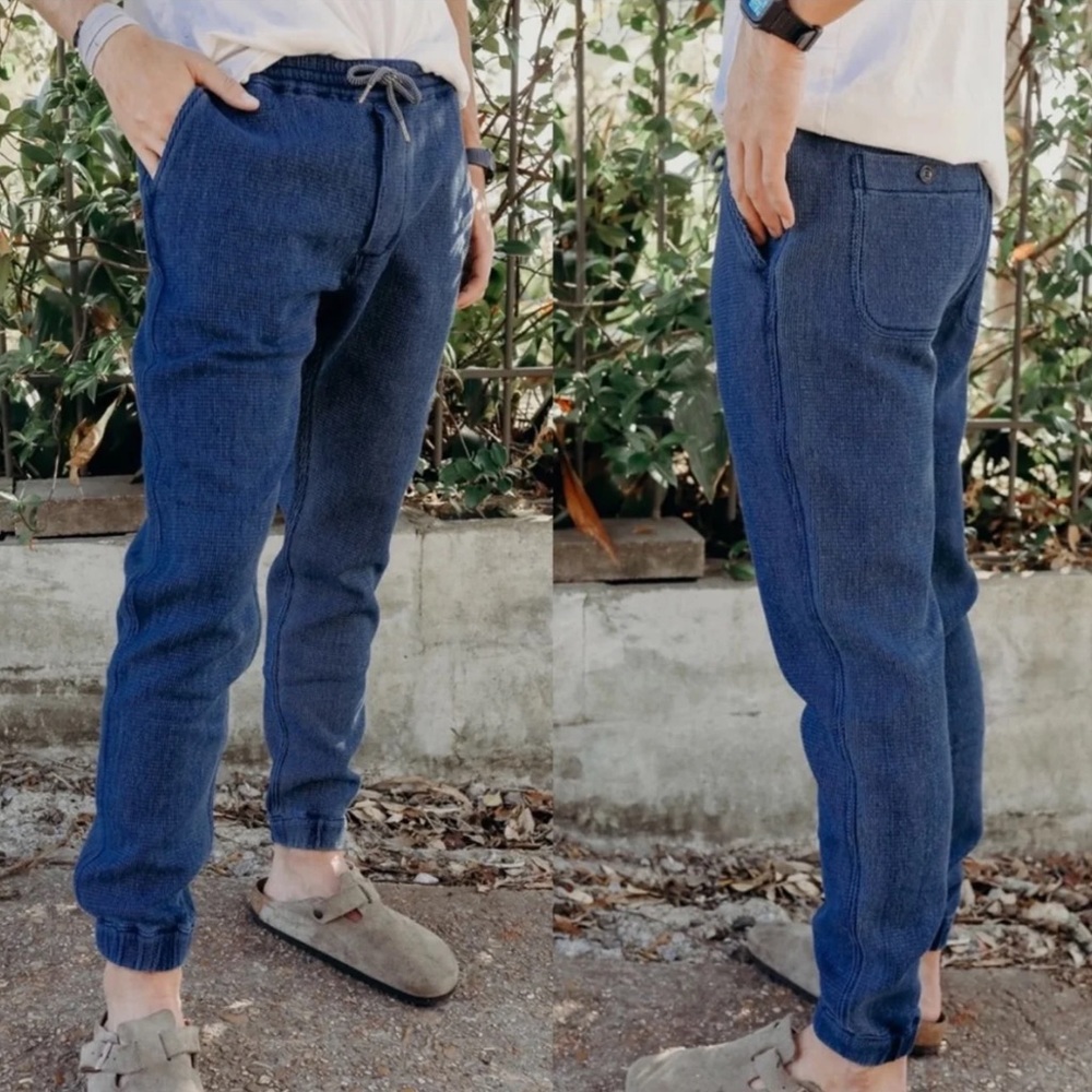 Taylor Stitch Blue Apres Waffle Knit Pant